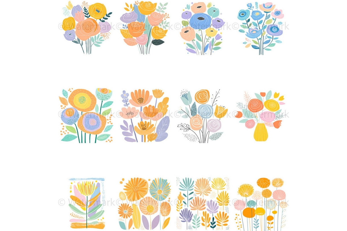 Boho Flower Clipart Abstract, a Decorative Illustration by Nicole Branger Art (Photo 7 of 19)