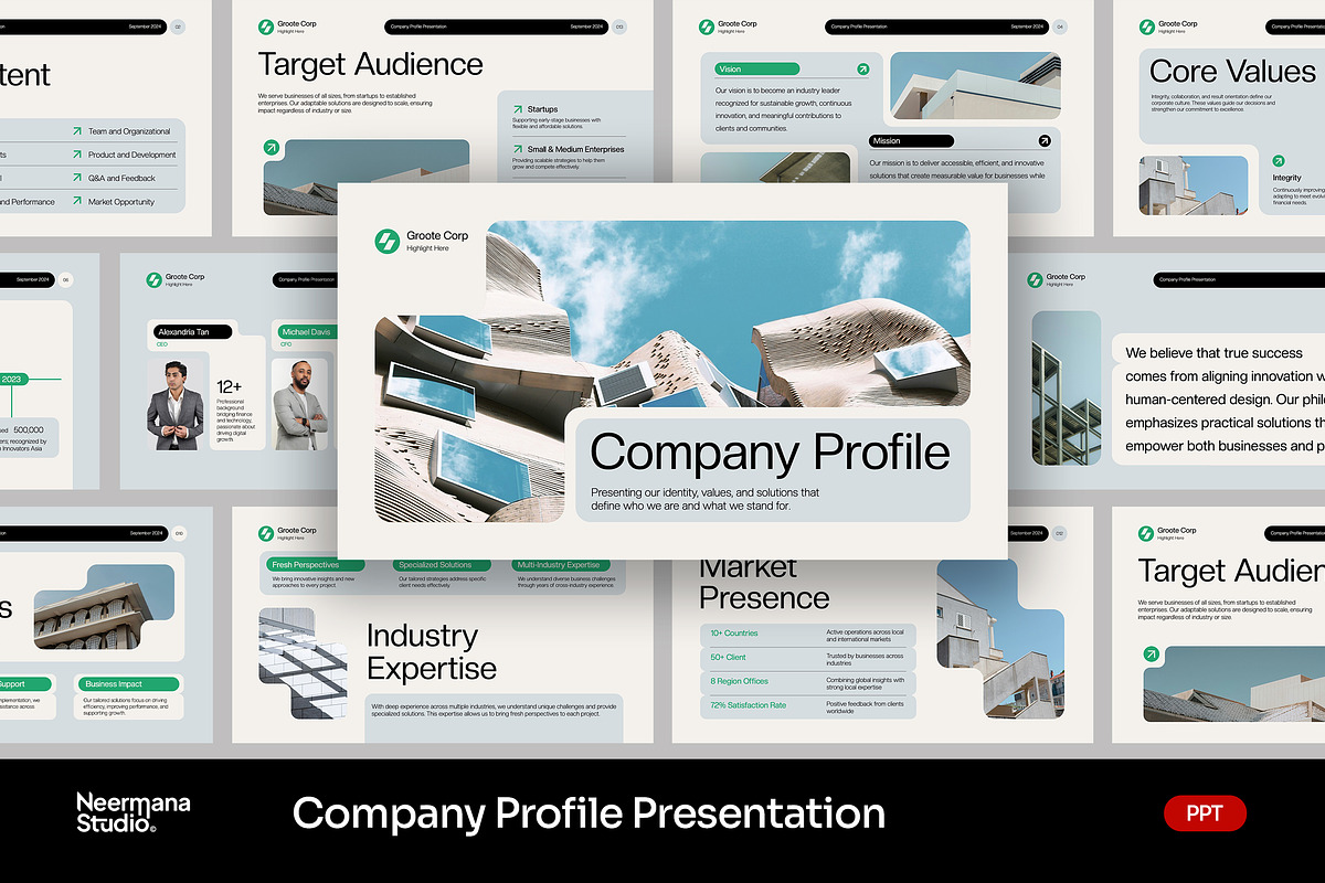 PEONA | Clean Company Profile PowerP, a Presentation Template by Neermana (Photo 1 of 4)