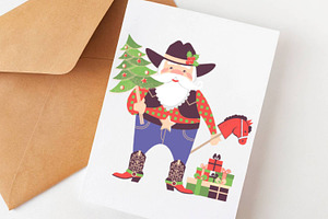 Cowboy Santa Sublimation PNG, JPG