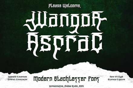 Wangor Asfrac - Modern Blackletter, a Blackletter Font by Dhabee