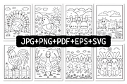 Farm Animals Coloring Pages for Kids, an Animal Illustration by Coco Bloom (Thumbnail 2 of 8)