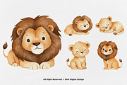 15 Bundle Watercolor Cute Lion Fam, an Animal Illustration by Morspective (Thumbnail 7 of 8)