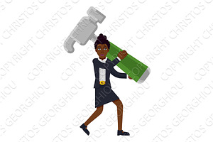 Black Business Woman With Giant, a Person Illustration by Christos Georghiou