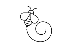 Flying Honey Bee Linear Icon