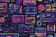 Retro 80s Neon Musical Vibes, a Background Graphic by Printable Treasure (Thumbnail 6 of 6)