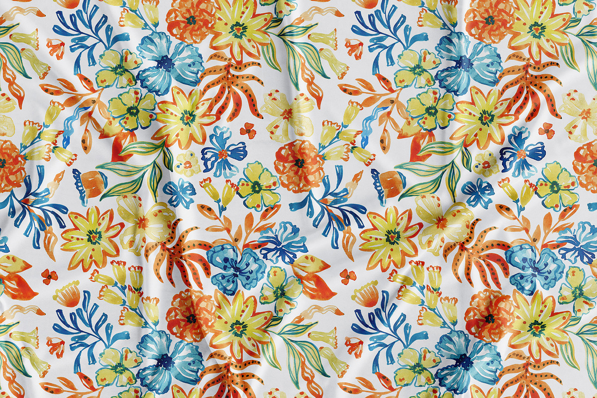 Colorful Flowers Seamless Pattern, a Pattern Graphic by SirenaArt (Photo 4 of 15)