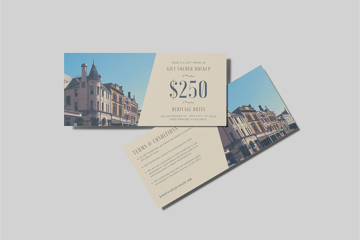 Gift Voucher Mockup, an Advertising Mockup by Bangdastudio (Photo 4 of 15)