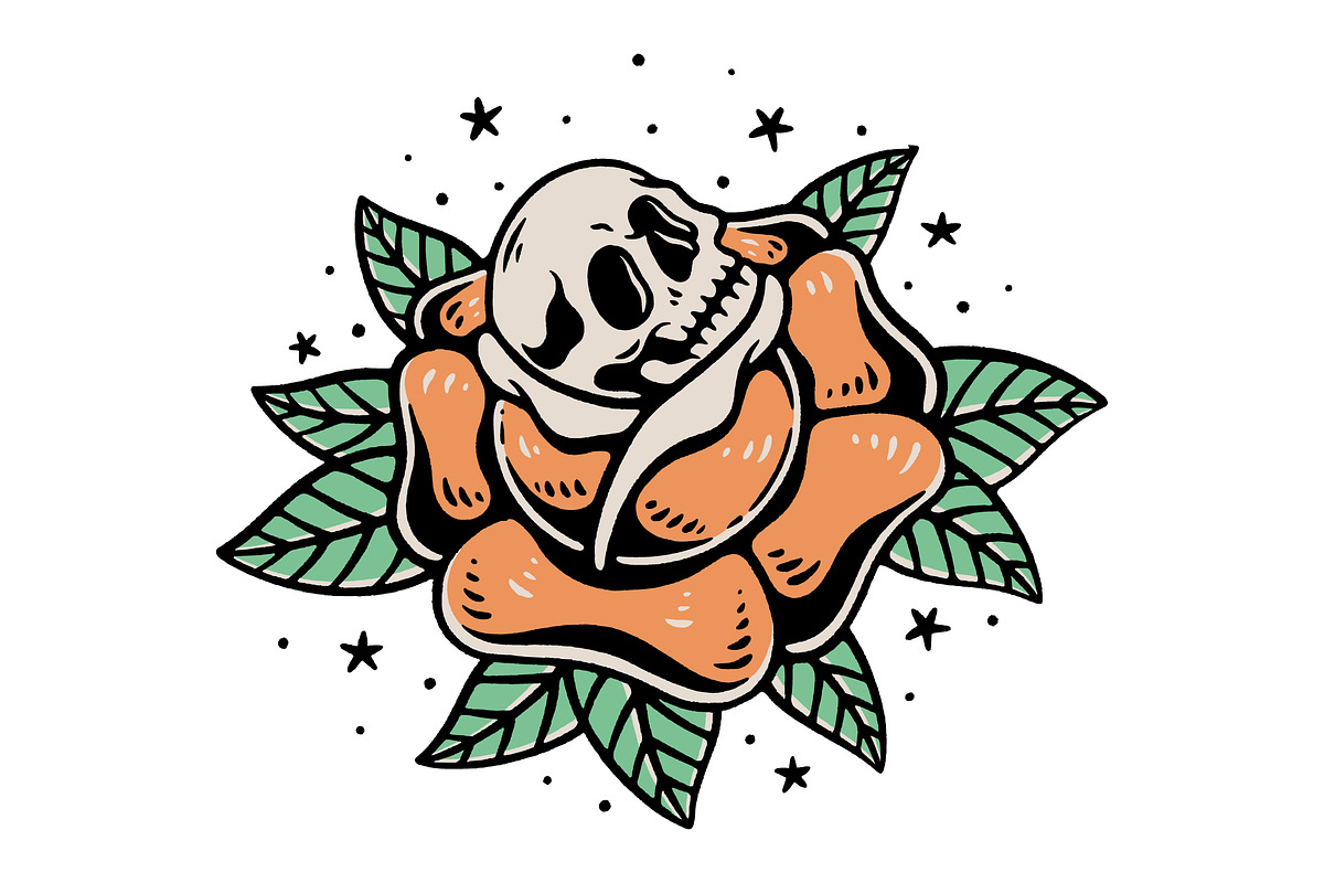 Old School Skull Rose Illustration, an Object Illustration by Decoconio Design (Photo 3 of 3)