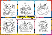 Axolotl Coloring Pages for Kids, an Animal Illustration by Design Station (Thumbnail 2 of 4)