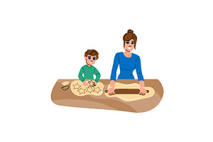 Mother and son baking christmas, an Object Illustration by pikepicture