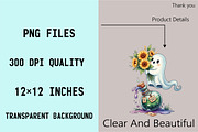Witchy Sunflower Ghost Halloween Cli, an Illustration by SVGArt (Thumbnail 4 of 8)