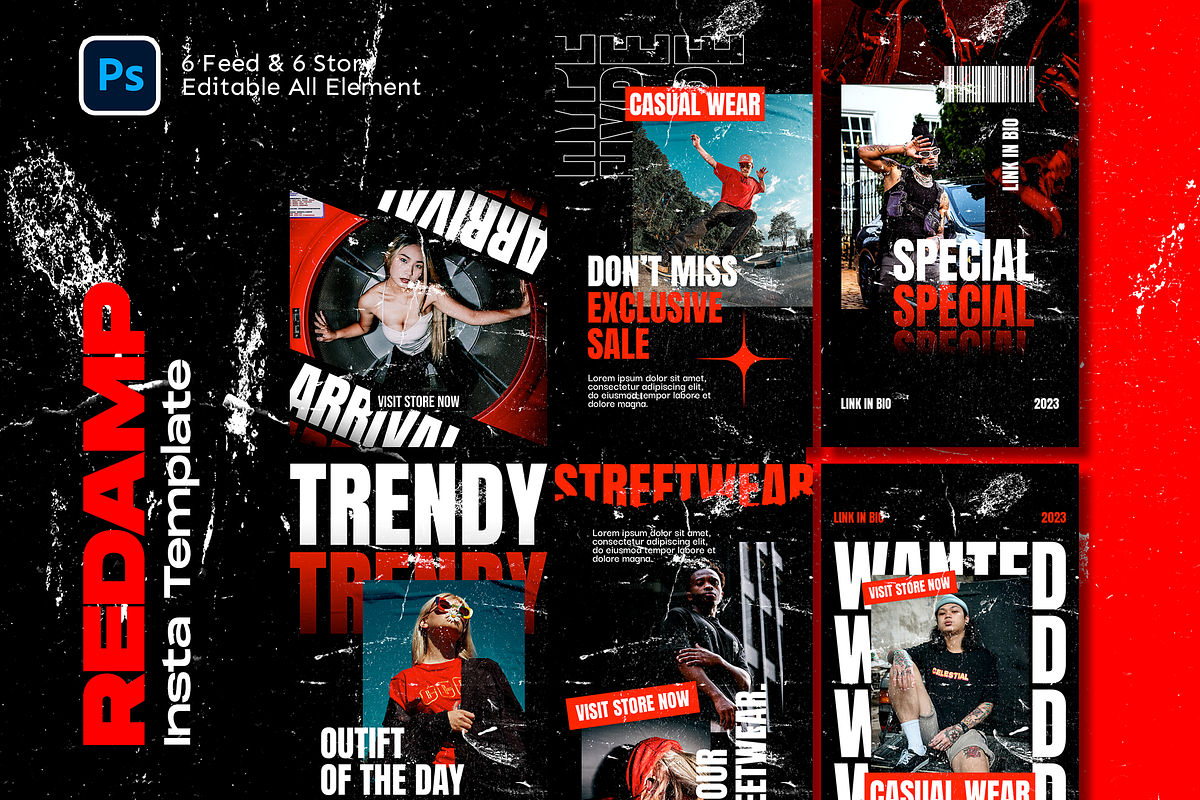Redamp Hypebeast Instagram Template, a Social Media Template by Shinra Labs (Photo 1 of 5)