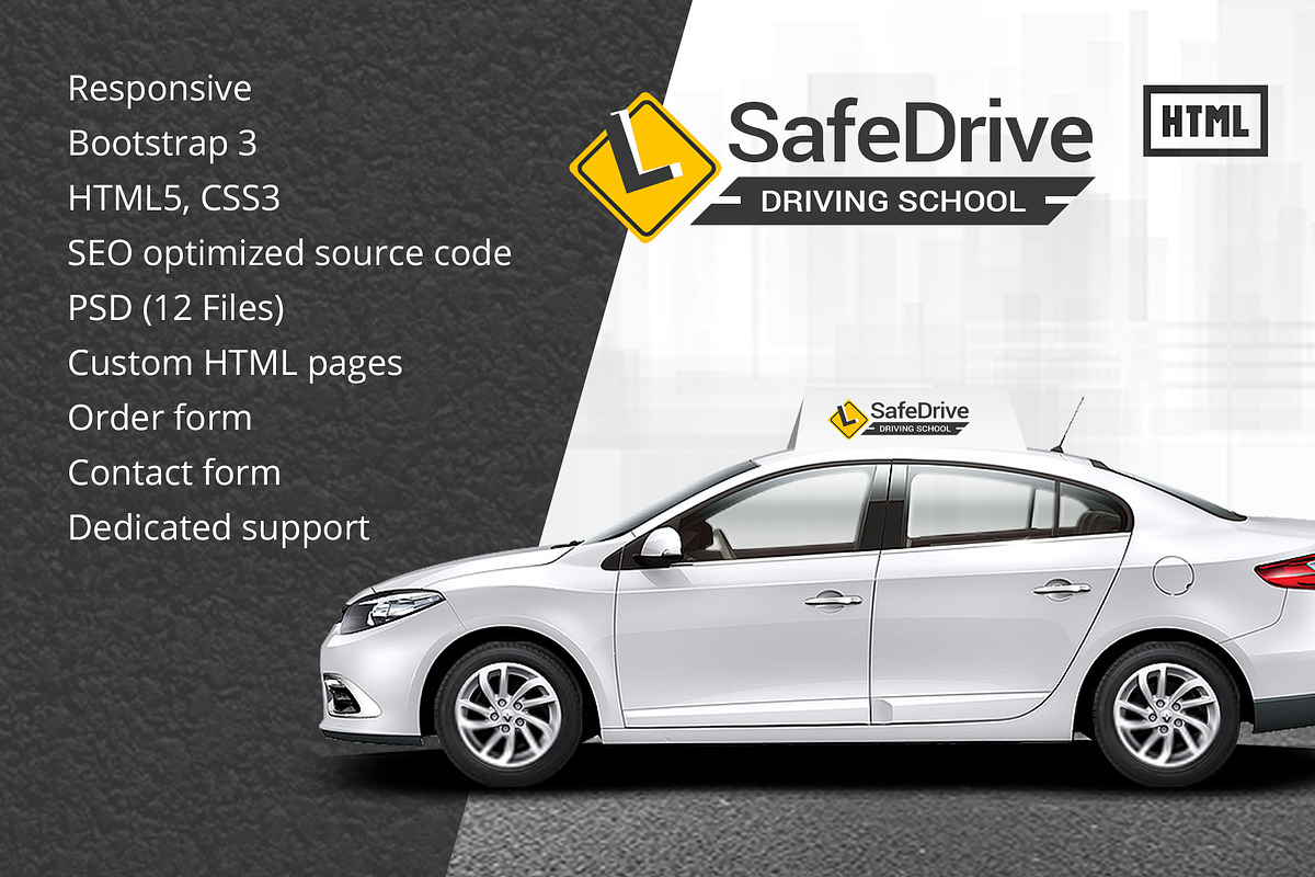 Driving School HTML Template, a HTML Template by TonyTemplates (Photo 1 of 5)