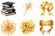 Watercolor Black & Gold Graduation D, an Illustration by DreamPrint404 (Thumbnail 4 of 7)