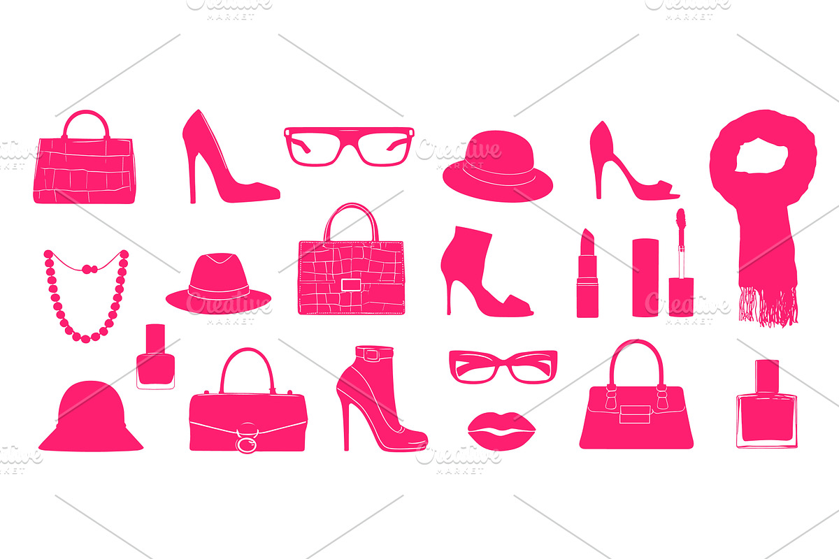 Fashion accessories set. Pink shoes, an Object Illustration by Stock-Smart-Start