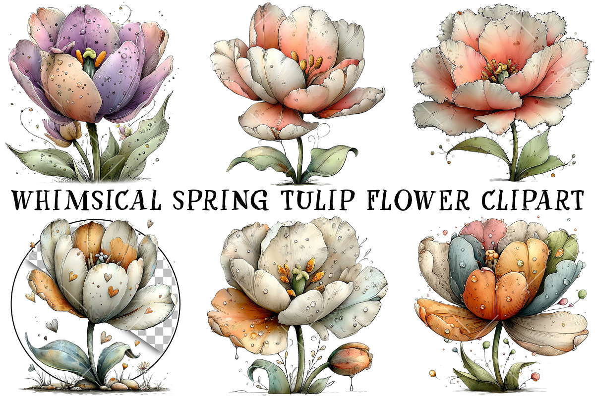 Whimsical Spring Tulip Flower Clipar, an Illustration by OK Design (Photo 2 of 5)