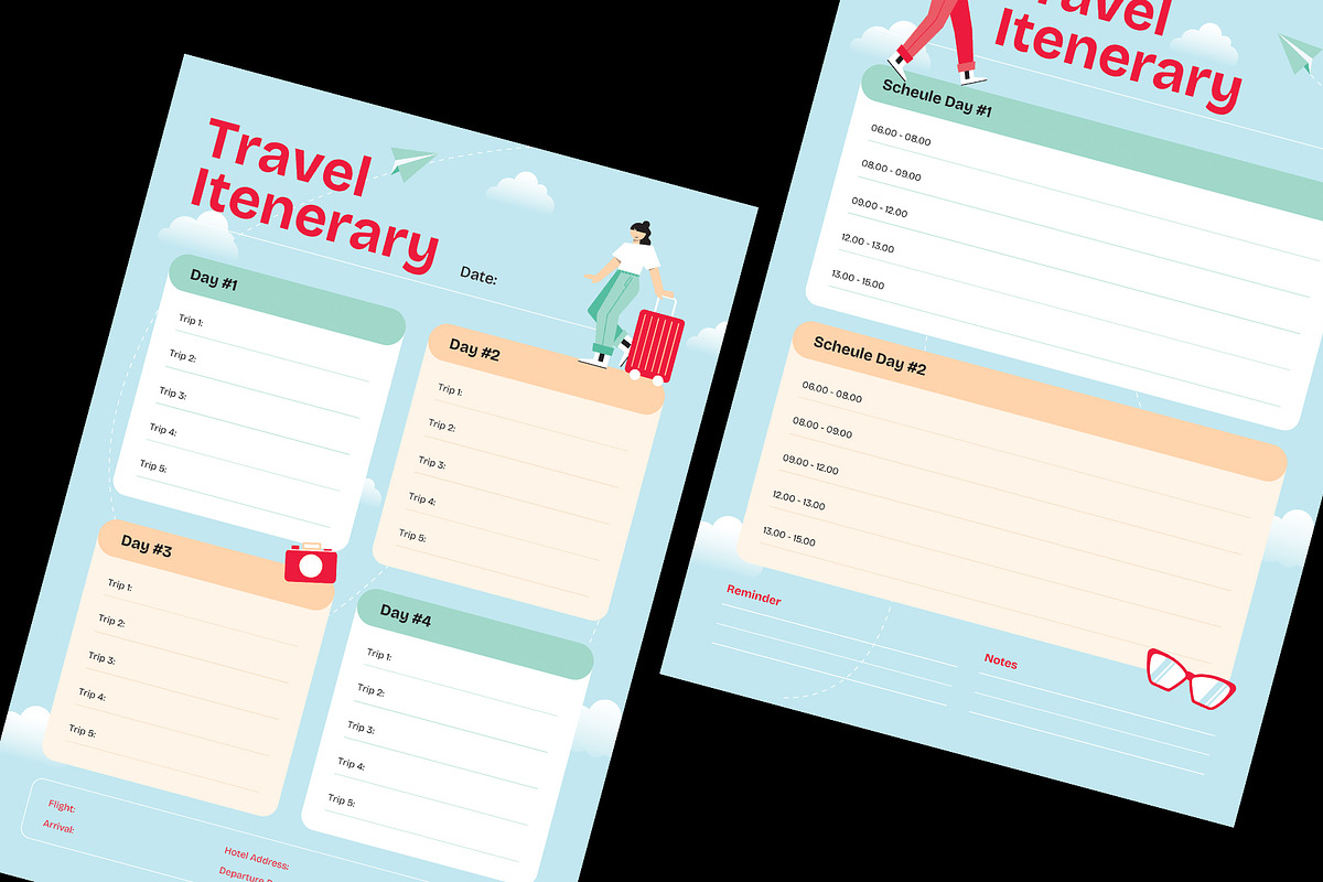 Travel Itinerary Planner, a Stationery Template by Neermana (Photo 4 of 4)