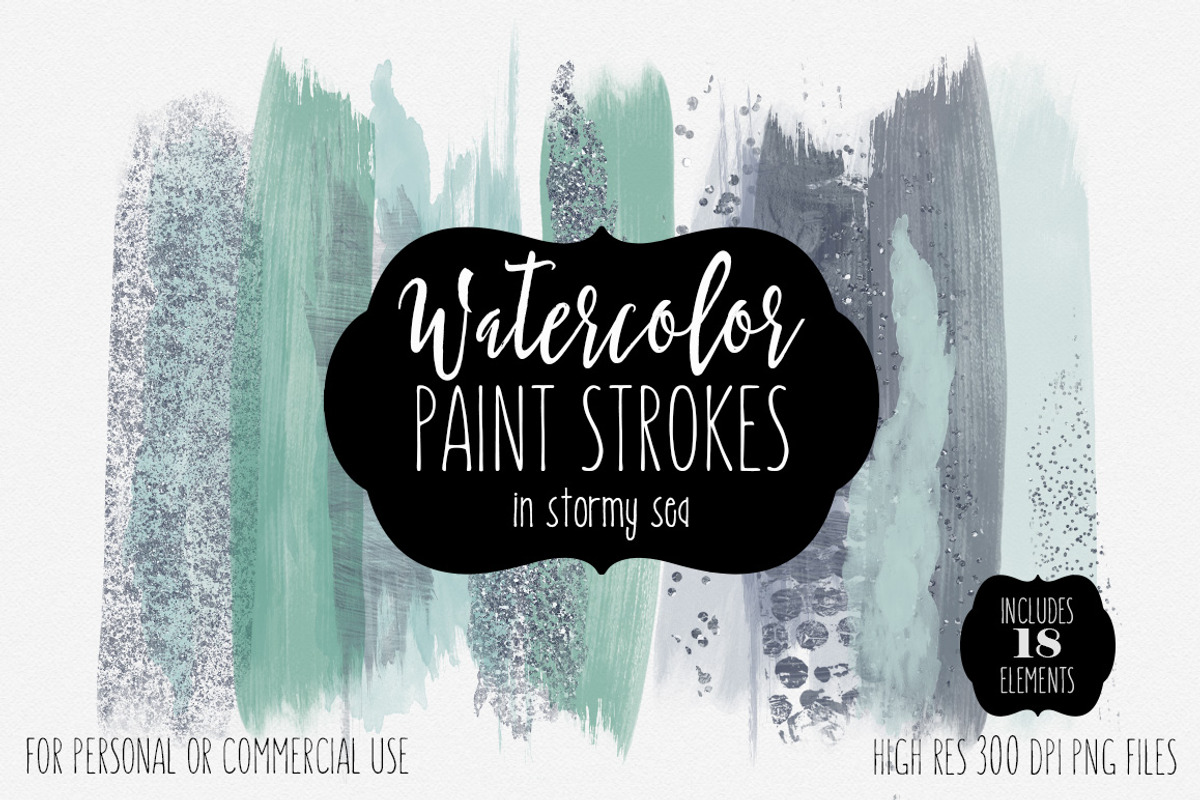 Stormy Sea Watercolor Brush Strokes, a Texture Graphic by ClipartBrat Graphics (Photo 1 of 2)