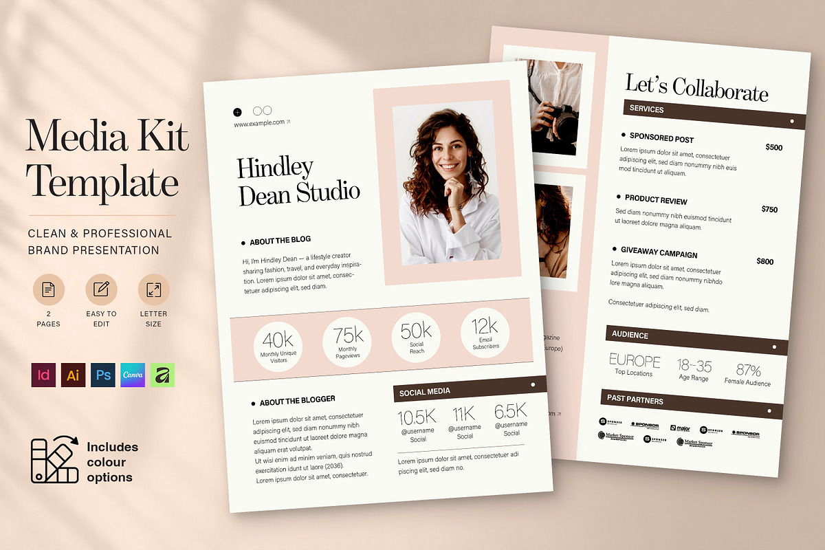 Media Kit Template, a Social Media Template by BrandPacks (Photo 1 of 5)