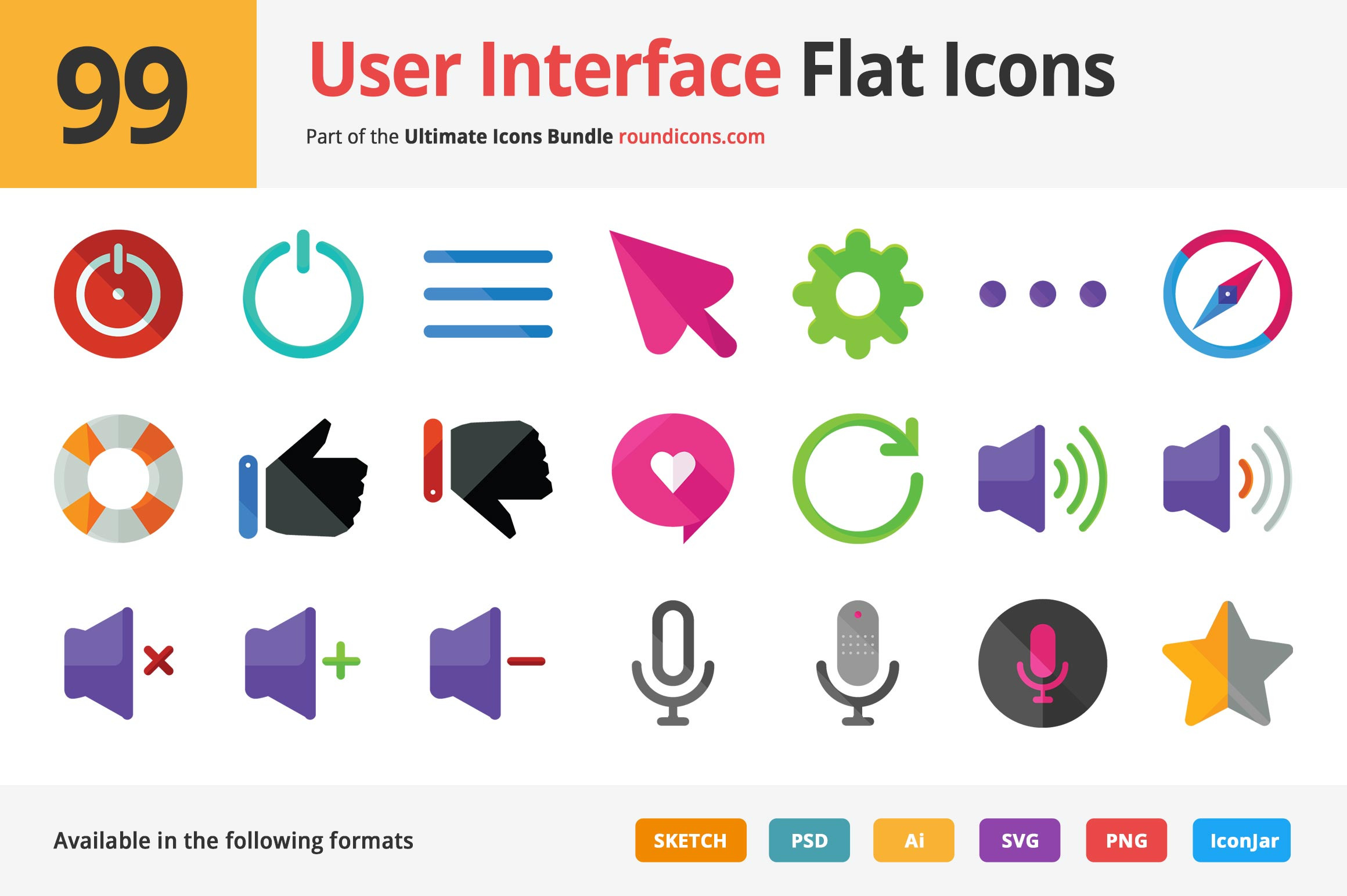 99 User Interface Flat Icons, an Icon by Vectopus.com | Creative Market