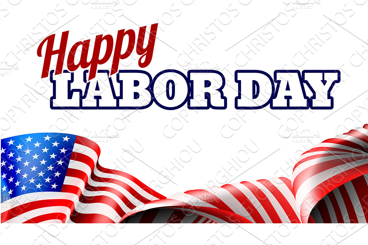 Happy Labor Day Design American Flag, an Illustration by Christos Georghiou