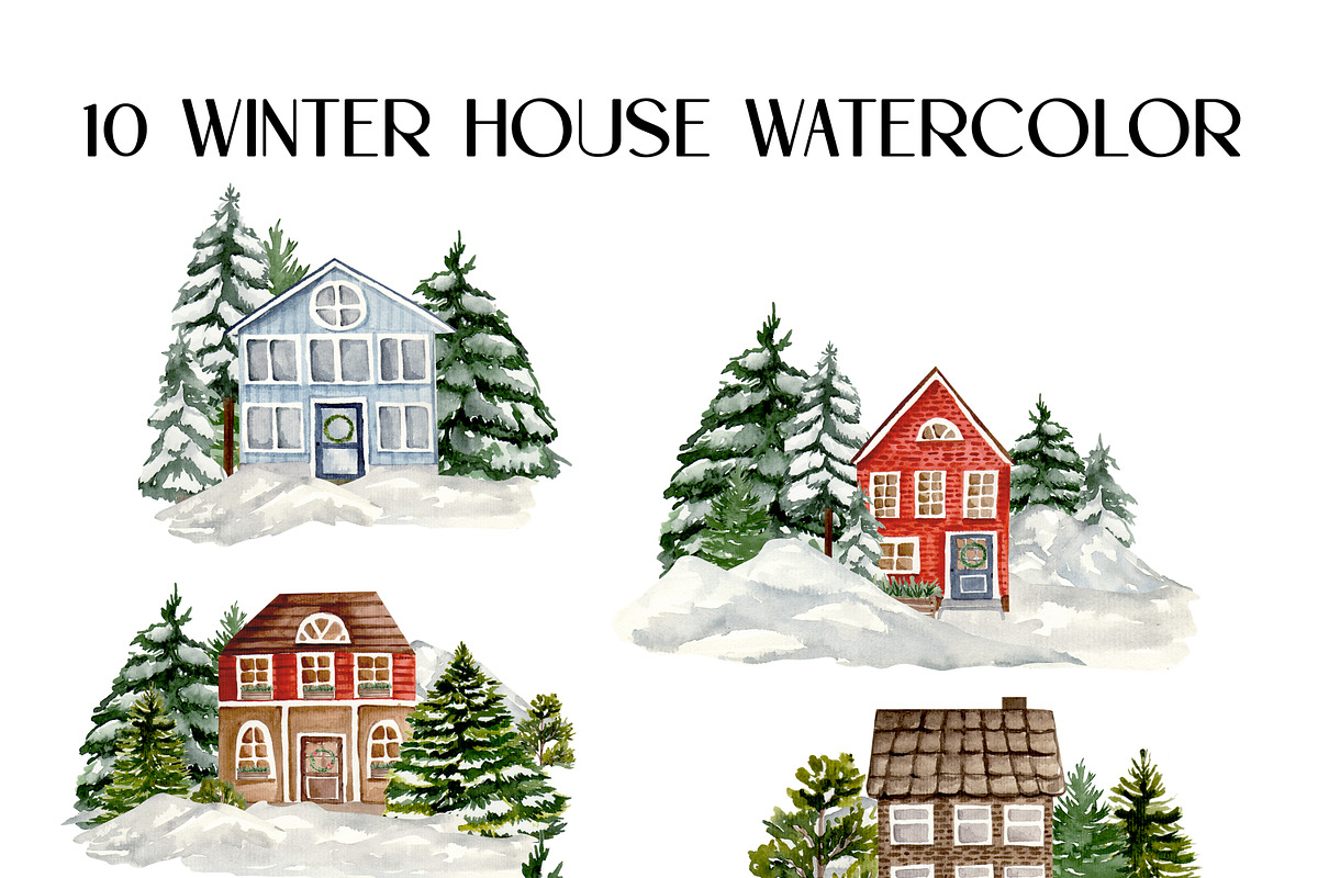 Watercolor WINTER HOME, a Seasonal Illustration by Julia Bogdan (Photo 2 of 3)