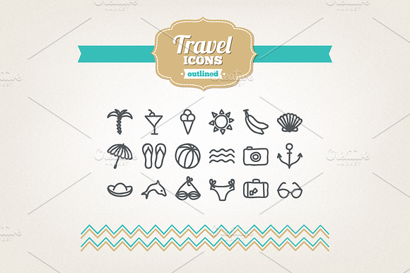 Hand drawn travel icons preview 3