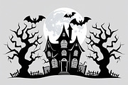 Haunted Halloween Silhouette Set, an Illustration by Creativeshirt (Thumbnail 6 of 9)
