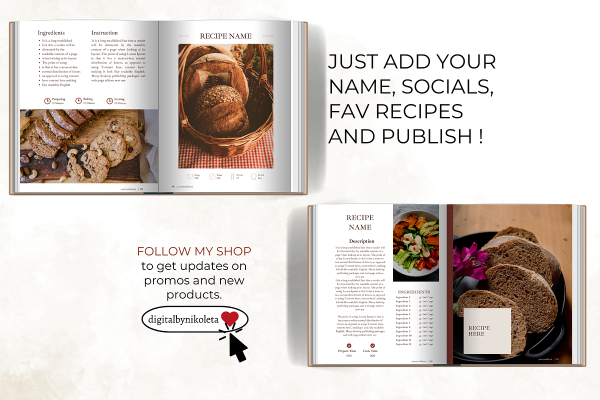 Recipe Book Template for Canva, a Poster Template by Digital By Nikoleta (Photo 7 of 10)