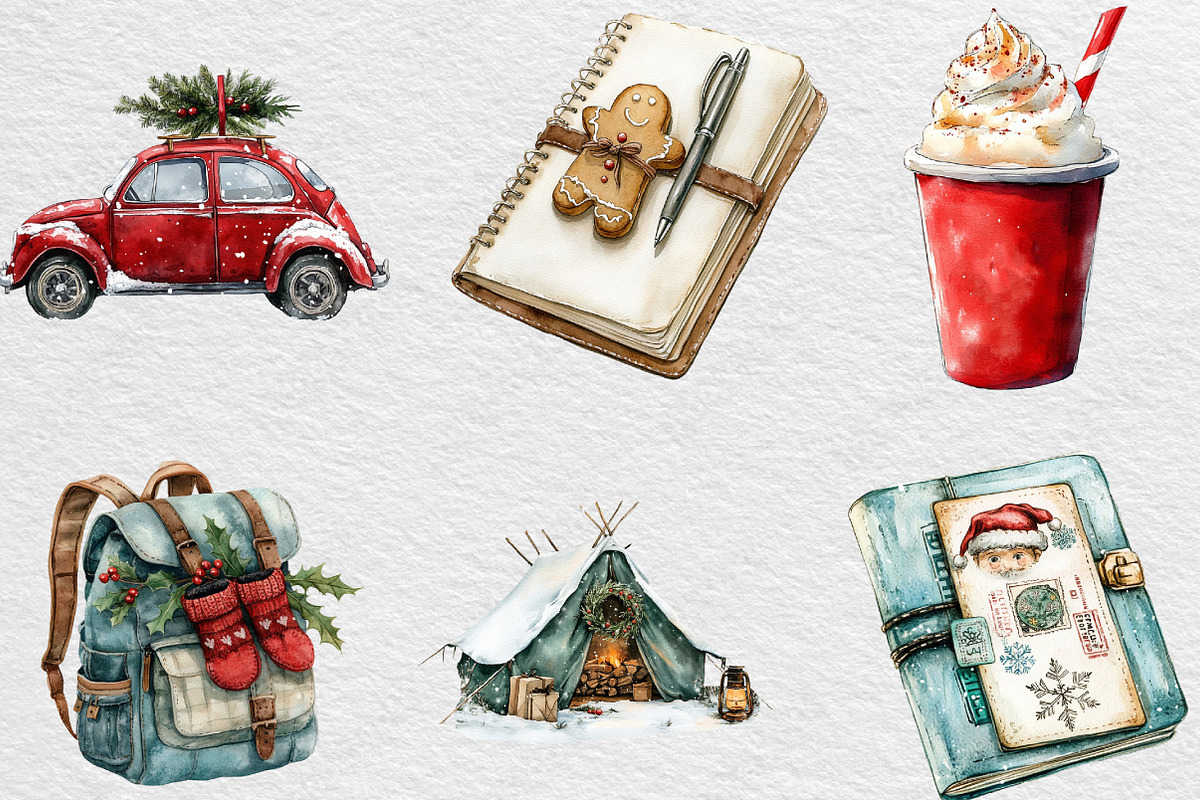 Christmas Travel Clipart, an Illustration by Black Bird Studio (Photo 6 of 6)