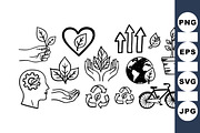 Eco Friendly Line Art Icons Set, an Illustration by designvectx (Thumbnail 1 of 3)