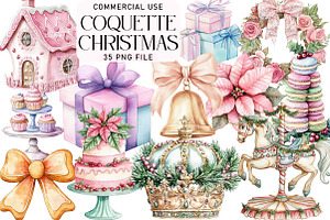 Coquette Christmas Clipart Bundle, an Illustration by Daily.Designs