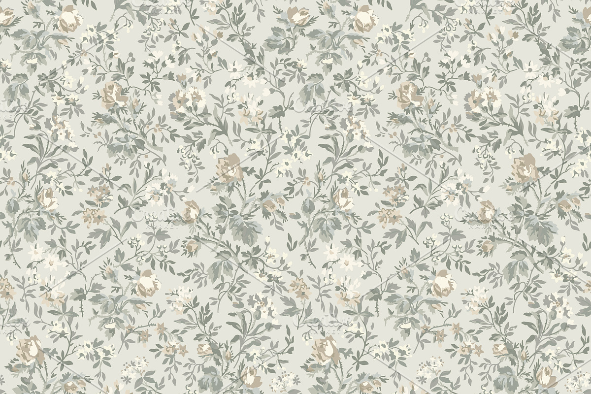 Light Sutton Blue Vintage Floral, a Pattern Graphic by Mieken Petra Designs (Photo 3 of 3)