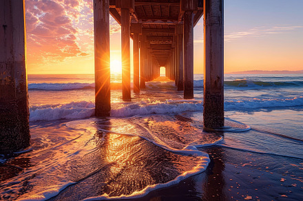 A stunning sunset illuminates the oc, a Photo by Tanuart