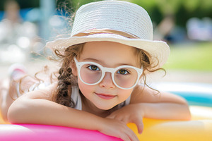 Cute little girl enjoys summer fun w, a Photo by Iftikhar Alam