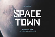 Space Town - Stencil Logo Font, a Sans Serif Font by Bale Type (Thumbnail 1 of 9)