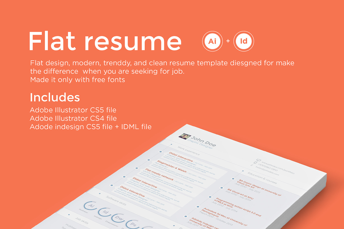 Flat resume - CV, a Resume Template by Adam Raber (Photo 1 of 4)