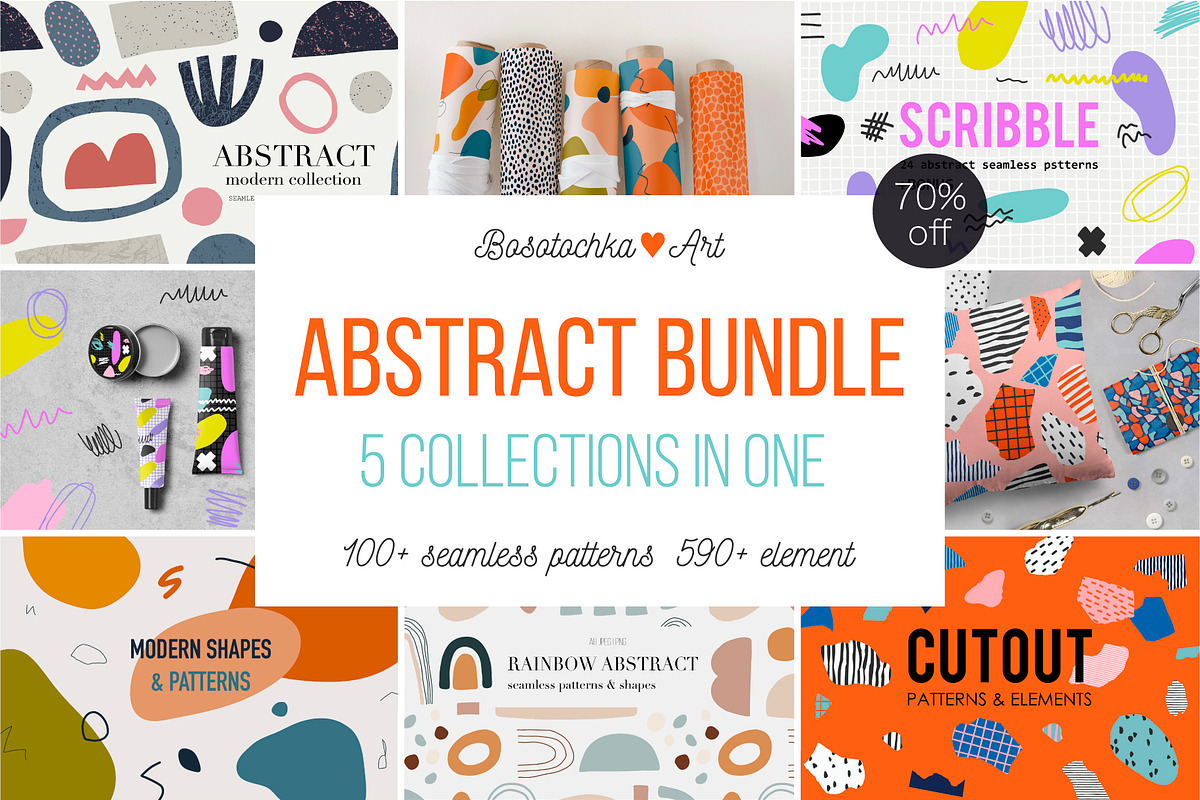 70% OFF! Abstract Bundle - 5 in 1, a Texture Illustration by Bosotochka♥Art (Photo 1 of 15)