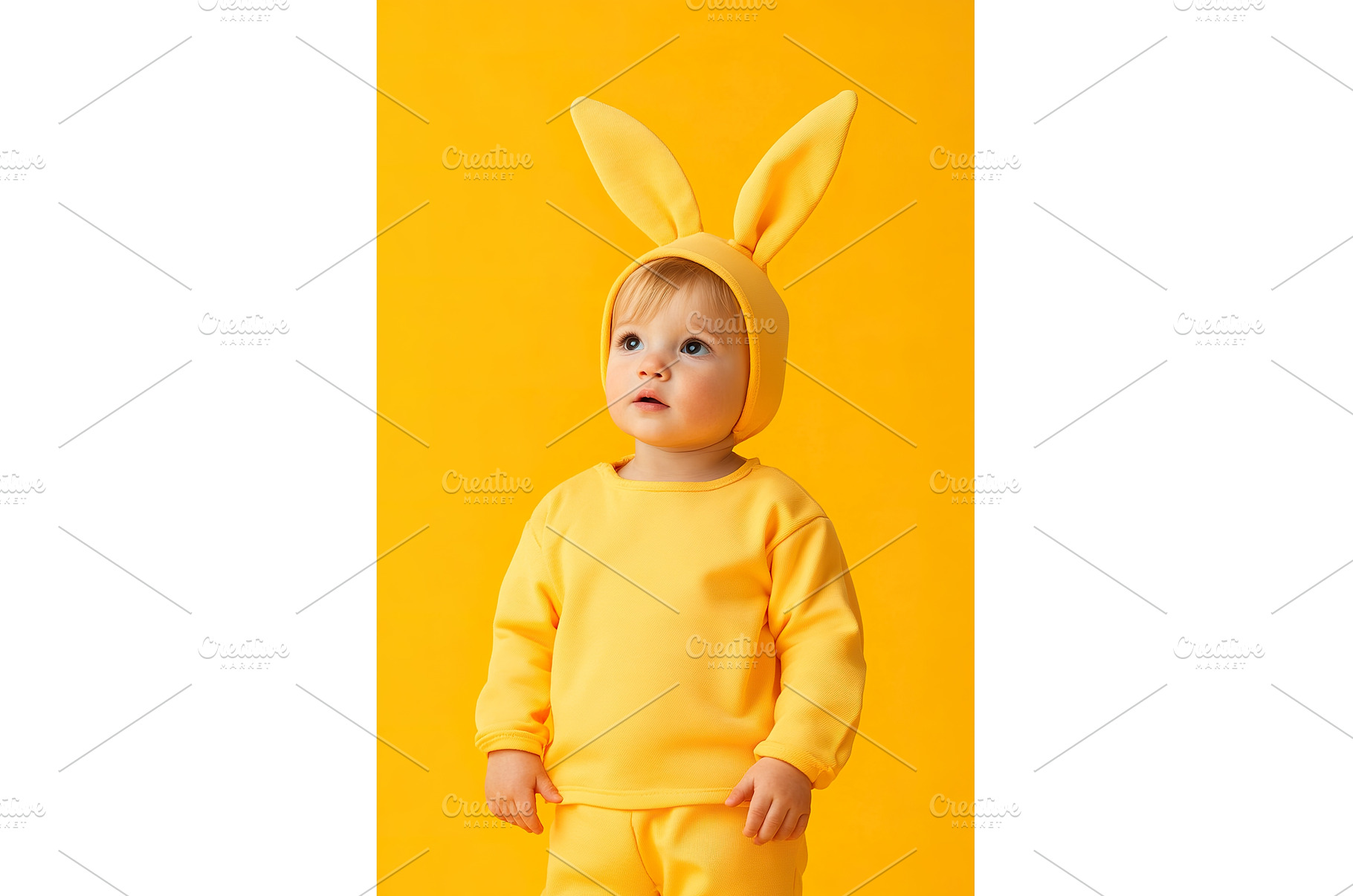 Cute caucasian child in yellow bunny, a Beauty & Fashion Photo by Lermont51