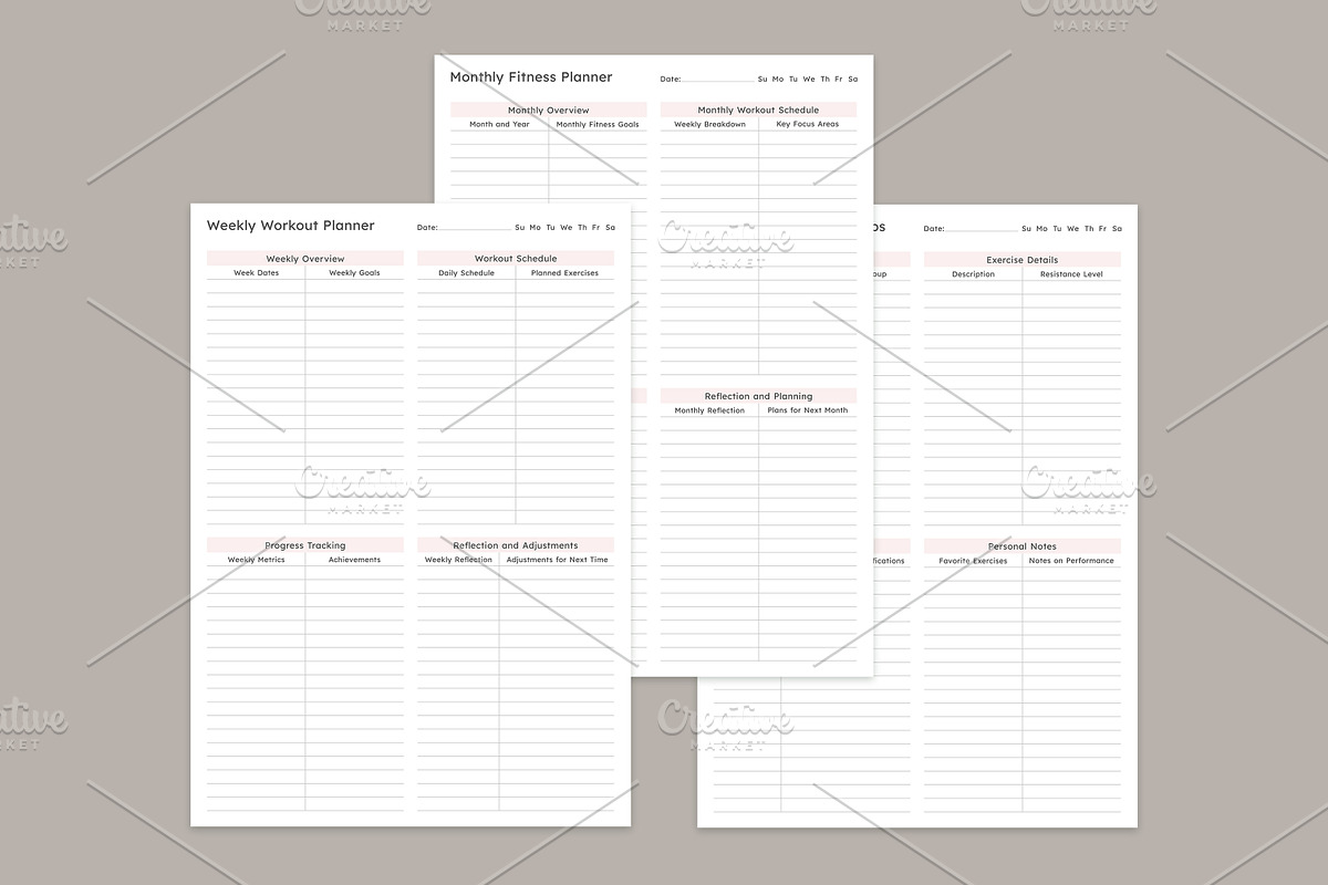 Fitness Planner Pages Set V-19, a Stationery Template by shahsoft (Photo 3 of 3)