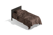 Brown Wooden Single Bed 3D Model, an Object 3D Model by rebrandy (Thumbnail 2 of 10)