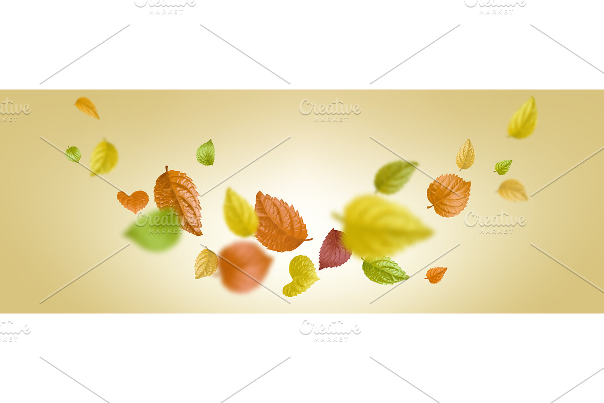 Autumn tree leaves flying in wind, an Object Illustration by art PVP - market