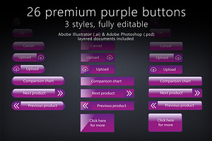 26 Glossy Purple Buttons