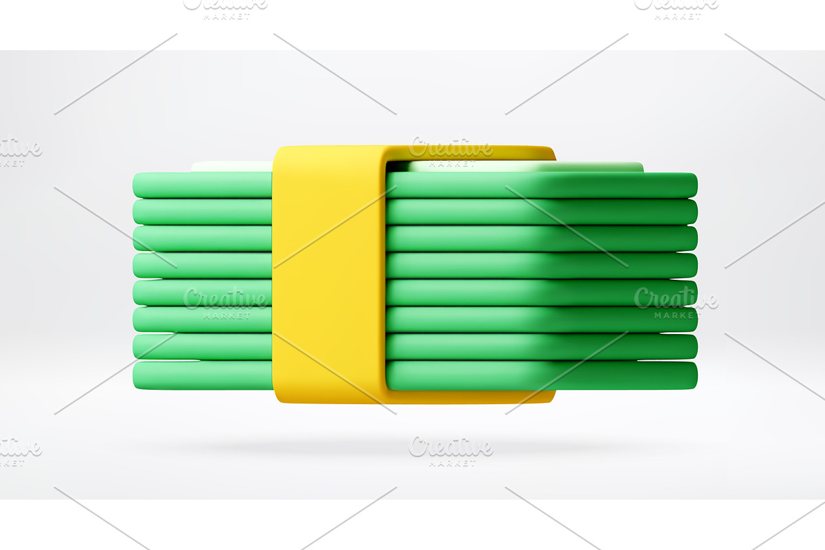 3D Stack of green paper currency, a Finance Illustration by Abscent