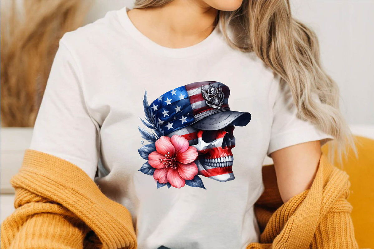 Watercolor American Flag Skull Subli, an Illustration by SVGArt (Photo 5 of 7)