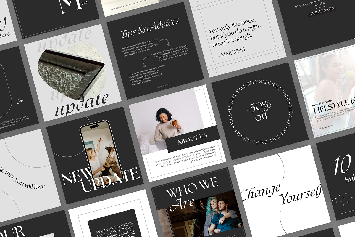 Dark Instagram templates Canva, a Social Media Template by VeliusCreativeStudio (Photo 6 of 8)