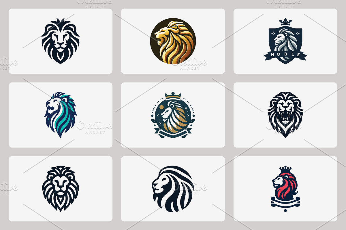 Modern Lion Mascot Logo Bundle, a Branding & Logo Template by Vectorium Studio (Photo 3 of 21)