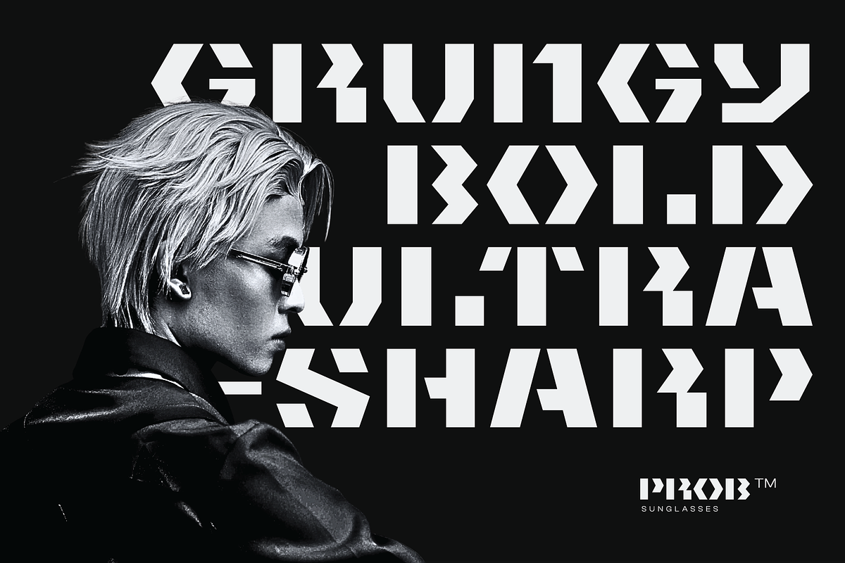 Obac-Geometric Stencil Display Font, a Sans Serif Font by Ebad Designs (Photo 5 of 7)