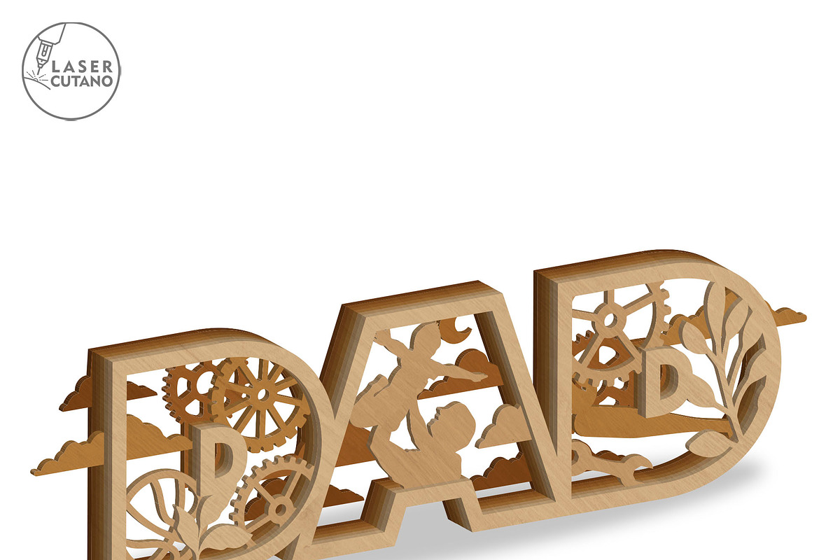 DAD Multilayer Laser Cut Template, a Templates & Theme by LaserCutano (Photo 4 of 9)