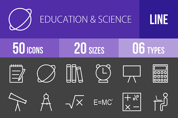 50 Education Science Line Inverted